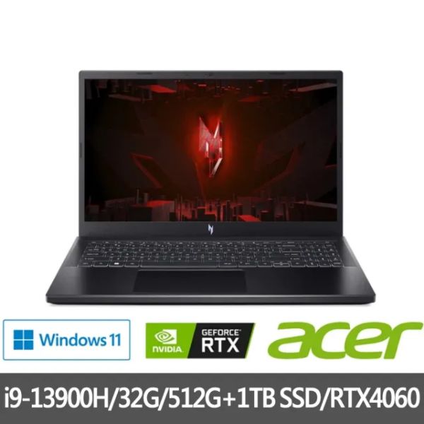 圖片 Acer Nitro V i9-13900H/RTX4060/16G/512G/15吋 黑 ANV15-51-95JQ