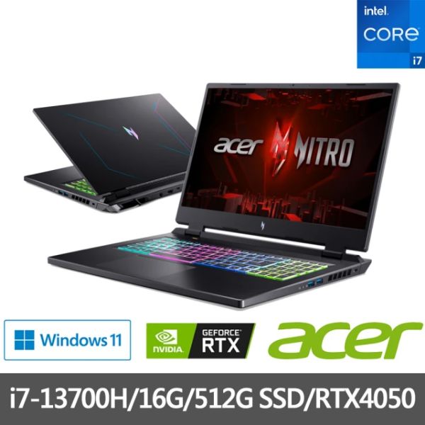 圖片 Acer Nitro 17 i7-13700H/RTX4050/16G/512G/17吋 黑 AN17-51-78WP