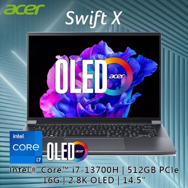 圖片 Acer Swift X i7-13700H/RTX3050/16G/512G/14吋 灰 SFX14-71G-74EQ