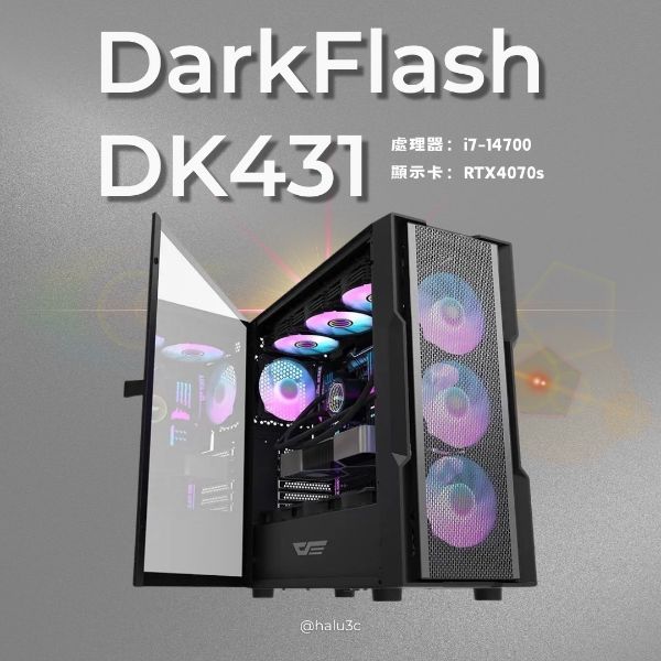 圖片 【i7+4070S 水冷電競遊戲機】 darkFlash大飛 DK431 黑