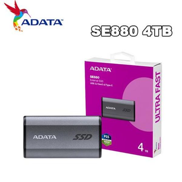 圖片 威剛 SD810 外接PSSD 4TB 黑/讀取2000MB/s/附Type-C線/支援iPhone15/防水塵摔