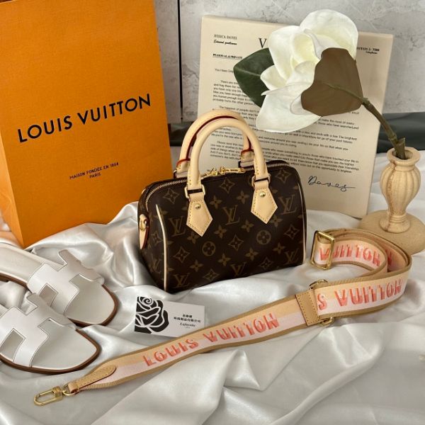 圖片  LOUIS VUITTON SPEEDY 波士頓 20cm 橙粉色背帶