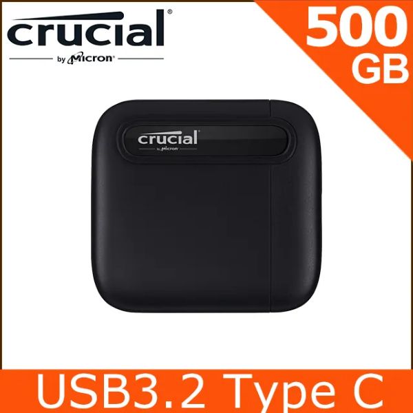 圖片 Micron Crucial X6 外接PSSD 500G Type-C傳輸速度 讀取540MB/s 三年保