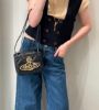 圖片 Vivienne Westwood 釷星 Linda 柔軟納帕皮衍縫單肩包 黑色【促銷品】