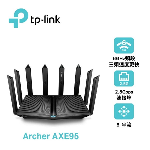 圖片 TP-LINK Archer AXE95 (AXE7800/Wi-Fi 6E/三頻/8x天線/4x1GbE/1*2.5GbE)