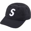 圖片 Supreme 24SS Seersucker S Logo 6-Panel 泡泡紗 老帽 黑色 卡其