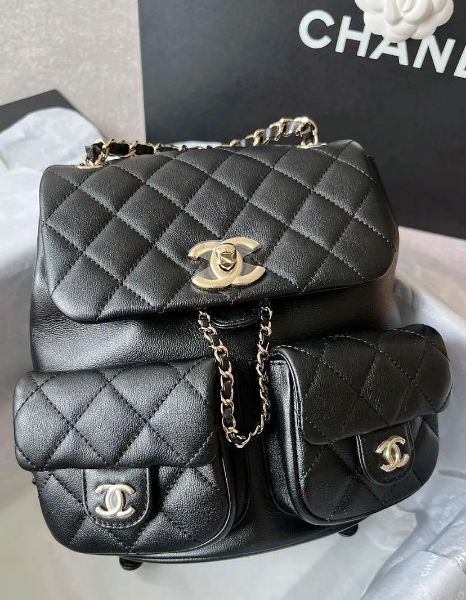 圖片 CHANEL AS3860 Duma  爆款大青蛙 平面牛皮後背包 黑 