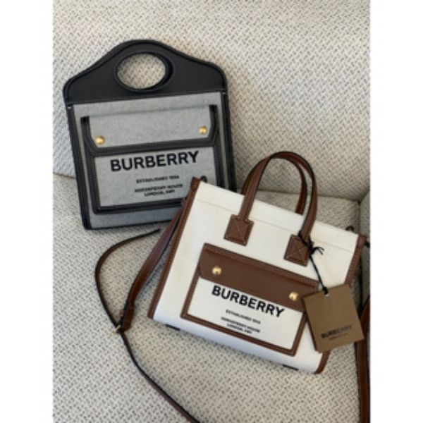 圖片 Burberry 經典字母設計 手提 側背包 黑灰色 白棕色 現貨