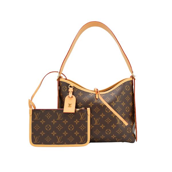 圖片 Louis Vuitton Carryall PM 帆布飾邊肩背包(M46203-咖)