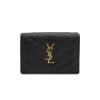 圖片 Ysl Monogram 金logo魚子醬牛皮三折短夾-Mini(668274-黑)