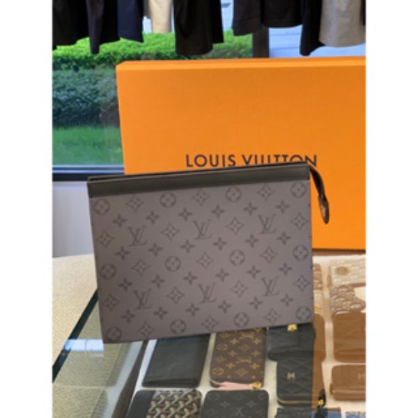 圖片 Louis Vuitton LV 灰色老花設計 男款 男生 手拿包 