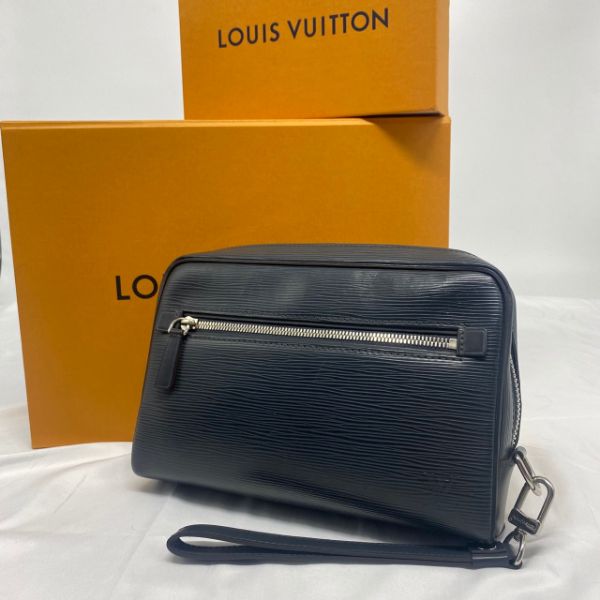 圖片 【哈極品】二手品《 Louis Vuitton LV 黑色水波紋 EPI 手拿包》