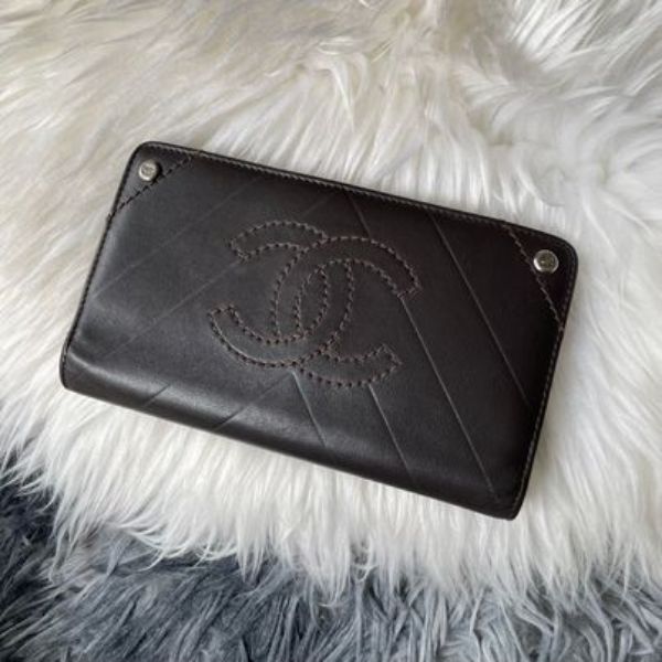 圖片 Chanel vintage 巧克力大c對開長夾