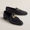 圖片 Hermès愛馬仕 Royal Loafers Shoes 流蘇樂福鞋 經典H釦環 黑色/金釦/38碼