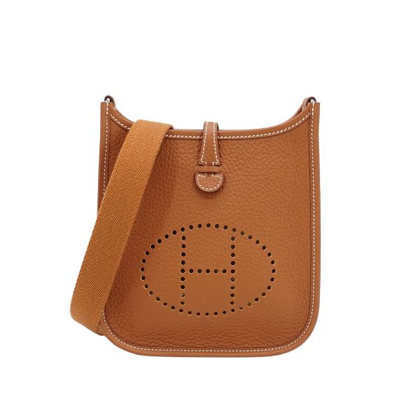 圖片 Hermes Mini Evelyne TC牛皮銀釦斜背包(棕)