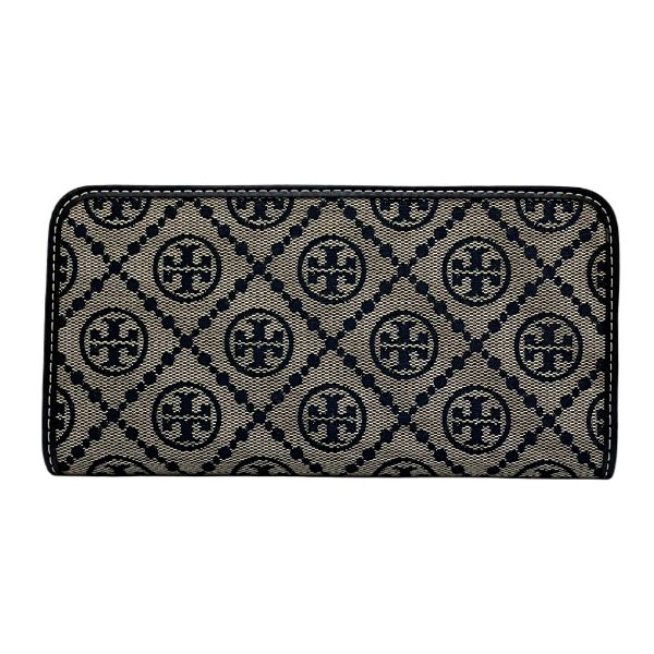 圖片 Tory Burch Monogram 緹花薄款釦式對開長夾 藍色 - 149220 405