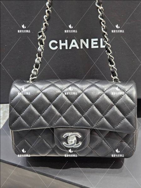 圖片 Chanel 大mini coco cf 20羊皮黑銀