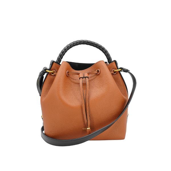 圖片 Chloe Marcie 粒面小牛皮肩背水桶包(咖)