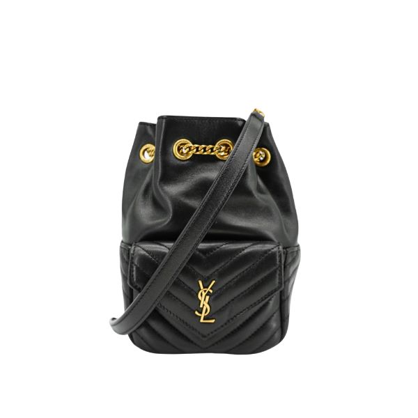 圖片 Ysl Joe Mini 絎縫羊皮斜背水桶包(760745-黑)