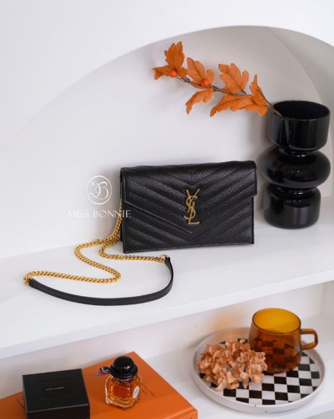 圖片 YSL 魚子醬WOC19cm鏈夾/黑色金釦(預購)