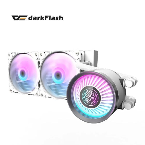 圖片 darkFlash Nebula DN240 ARGB 白 水冷/圖騰鏡面冷頭/鏈扣串接風扇/3年 一體式水冷