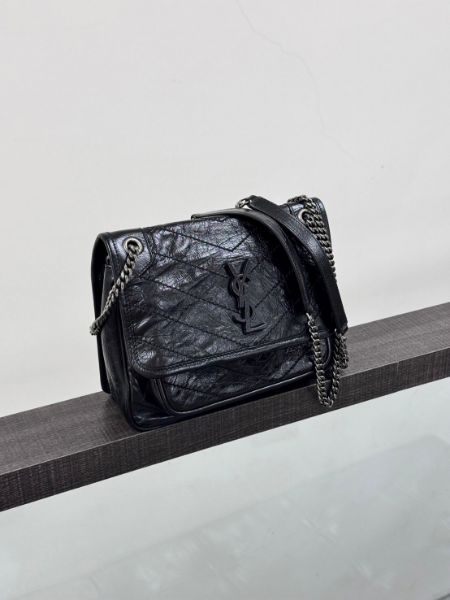 圖片 現貨不用等! YSL 聖羅蘭 NIKI BABY 黑釦銀鏈