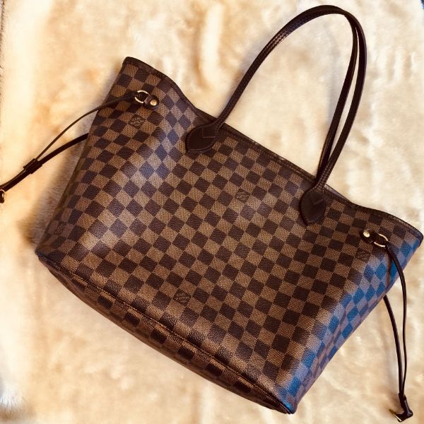 圖片 【哈極品】二手品 《Louis Vuitton LV 咖啡色棋盤格紋NeverFull中號肩背包 /購物包/托特包》