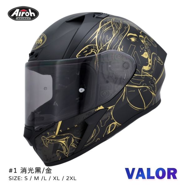 圖片 Airoh Valor #1 消光黑金 亞洲版 總代理 公司貨 輕量化 全罩 安全帽