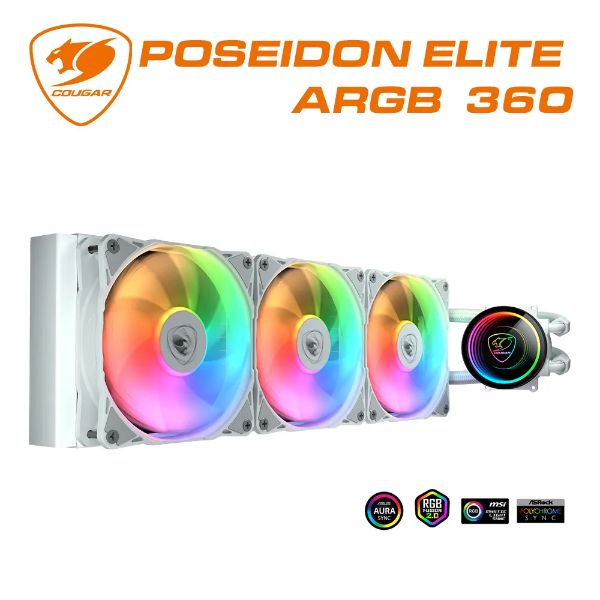 圖片 COUGAR POSEIDON ELITE ARGB 360(白) 水冷/90度直角式鰭片/3年保 一體式水冷