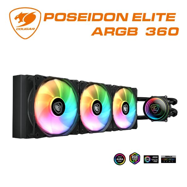 圖片 COUGAR POSEIDON ELITE ARGB 360 水冷/90度直角式鰭片/3年保 一體式水冷