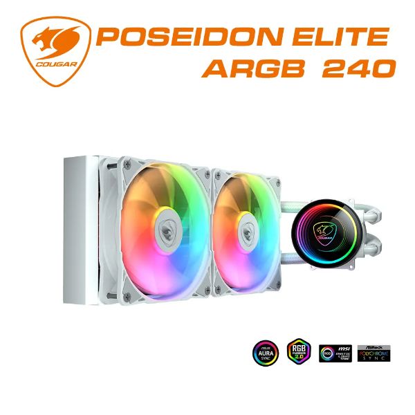 圖片 COUGAR POSEIDON ELITE ARGB 240(白) 水冷/90度直角式鰭片/3年保 一體式水冷