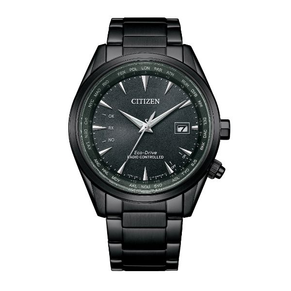 圖片 日本CITIZEN星辰 Eco-Drive 簡約三針電波光動能萬年曆腕錶 CB0275-83E 黑