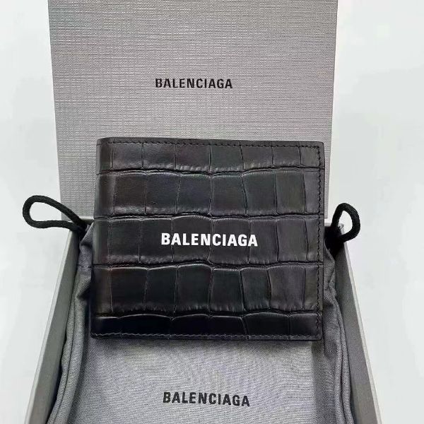 圖片 BALENCIAGA 經典字體鱷魚紋短夾