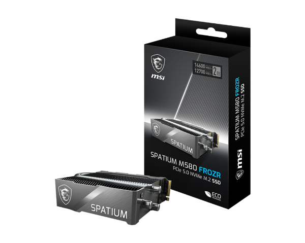 圖片 微星 SPATIUM M580 FROZR 2TB Gen5 PCIe 5.0 讀14600/寫12700/DRAM快取【五年】