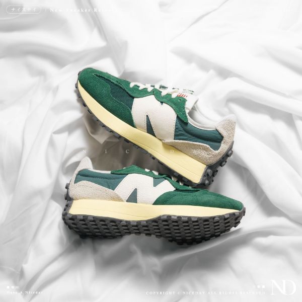 NICEDAY 現貨 New Balance 327 復古奶油底 系列 麂皮 綠 男女尺寸