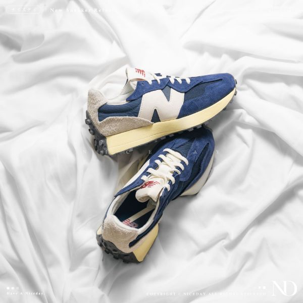 NICEDAY 現貨 New Balance 327 復古奶油底 系列 麂皮 藍 男女尺寸