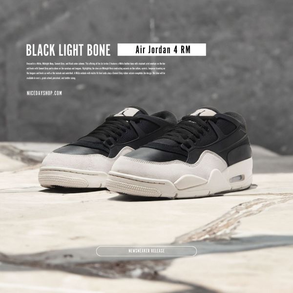 NICEDAY 現貨 Air Jordan 4 RM Black Light Bone 骨白 黑 熊貓 米白 FQ7939-001