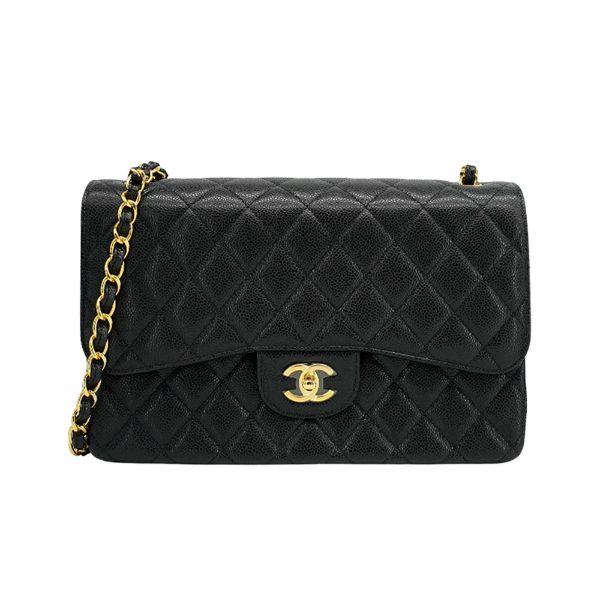 圖片 Chanel Jumbo 金雙C 粒紋牛皮斜背包(A58600-黑)