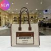 圖片 Burberry 80441381 Freya 小款雙色帆布拚皮托特包 棕色《當季專櫃正售★全新商品 》