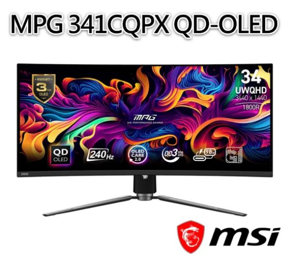 圖片 聯迅 MPG 341CQPX QD-OLED 下標前請先來電尋問庫存