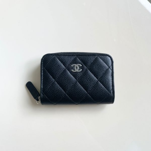 圖片 #已售 歡迎詢問預訂# CHANEL ㄇ字拉鍊 黑銀 短夾