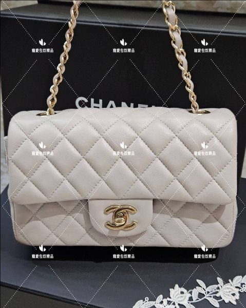 圖片 Chanel 大mini coco cf 20羊皮 灰色淡金