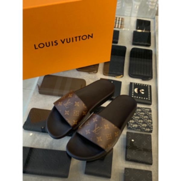 圖片 Louis Vuitton LV 經典 咖啡色老花設計 男生 拖鞋 