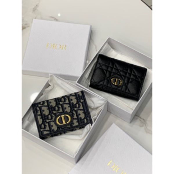 圖片 Dior 經典 卡其老花、黑色素面 CD logo設計 零錢 卡包