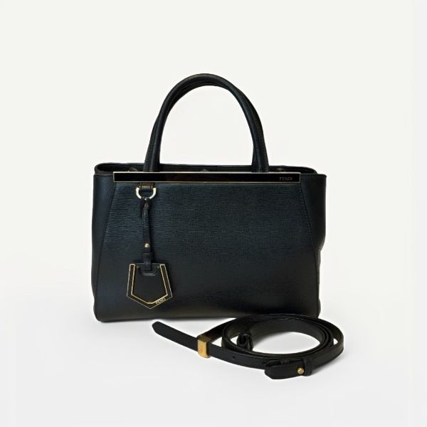 圖片 【哈極品】二手美品《FENDI 芬迪 黑色全皮26公分2 Jours 小型永恆二用包 /手提包/斜背包》