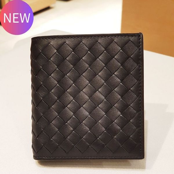 圖片 Bottega Veneta 222338 小牛皮編織對開 6卡短夾 黑色【促銷品】