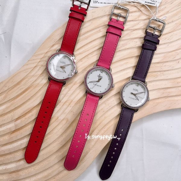 圖片 Coach 小馬車字樣 Logo 皮錶帶 手錶