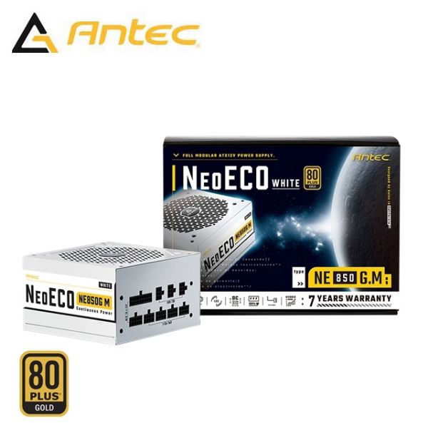 圖片 Antec NE850GM(850W) 白色 雙8/金牌/全模/全日系/智慧溫控風扇/10年保