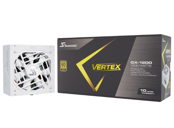 圖片 海韻 VERTEX GX-1200(1200W) 白色版 雙8/金牌/全模組/ATX3.0(PCIe 5.0)/12年保