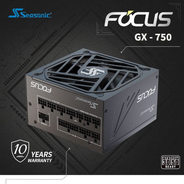 圖片 海韻 FOCUS GX-750 ATX3(750W) 雙8/金牌/全模組/ATX3.1(PCIe 5.0)10年保